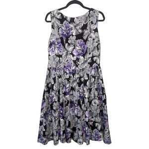 LUOUSE sleeveless purple gray‎ black Floral Summer dress size XXL - 16
